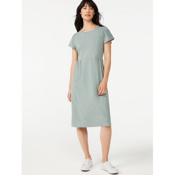 Free Assembly Women's Seamed Dress with Flutter Sleeves - Walmart.com | Walmart (US)