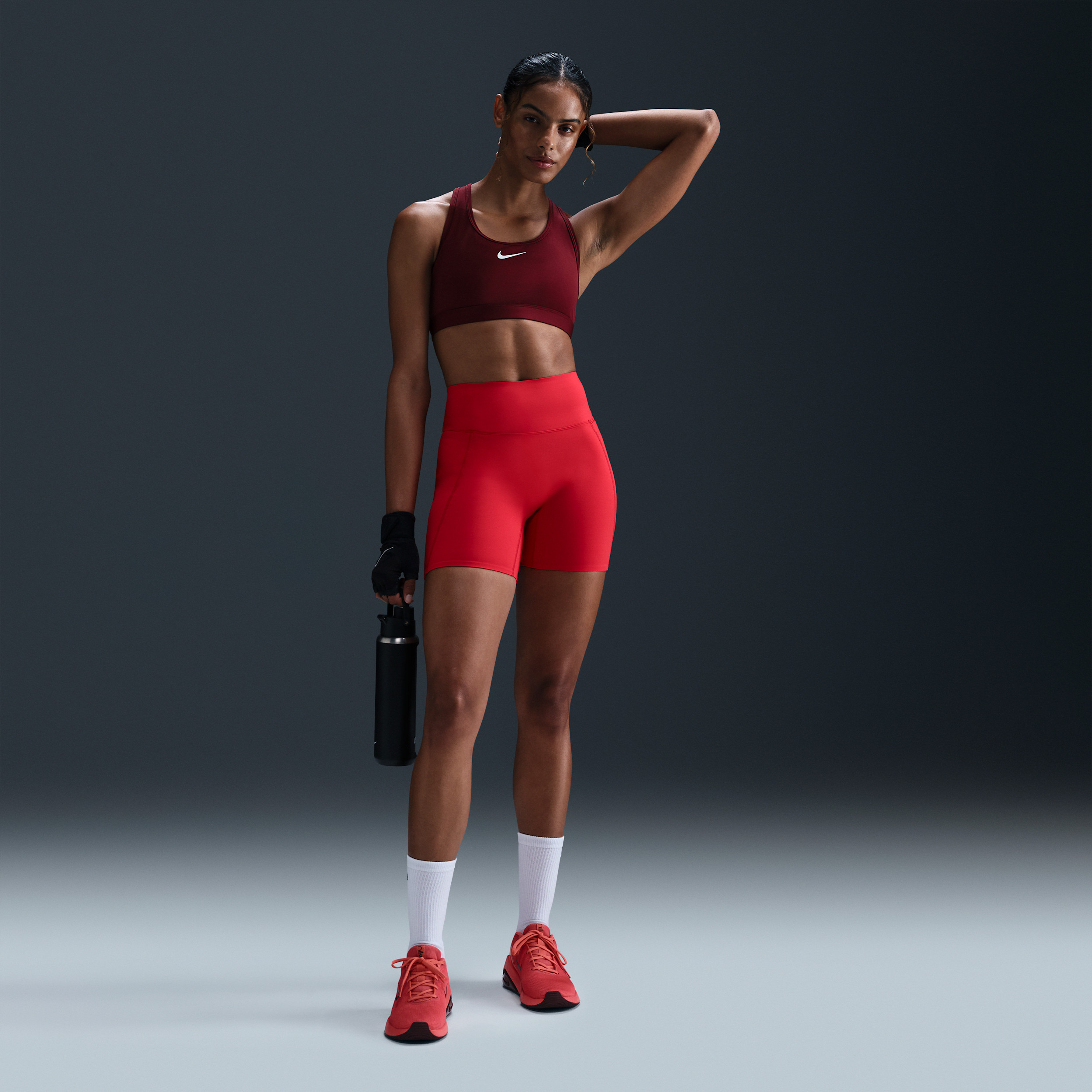 Nike Women's Universa -Support High-Waisted 5" Biker Shorts with Pockets in Red | HQ6832-657 | Nike (US)