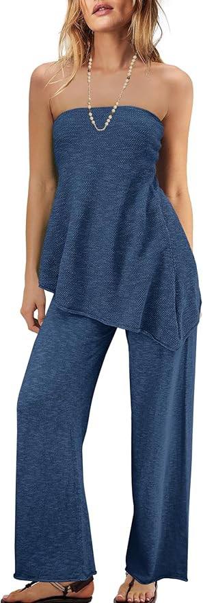 Panadila Womens Off Shoulder Sweater Set 2 Piece Outfits Summer Vacation Knit Matching Lounge Set... | Amazon (US)