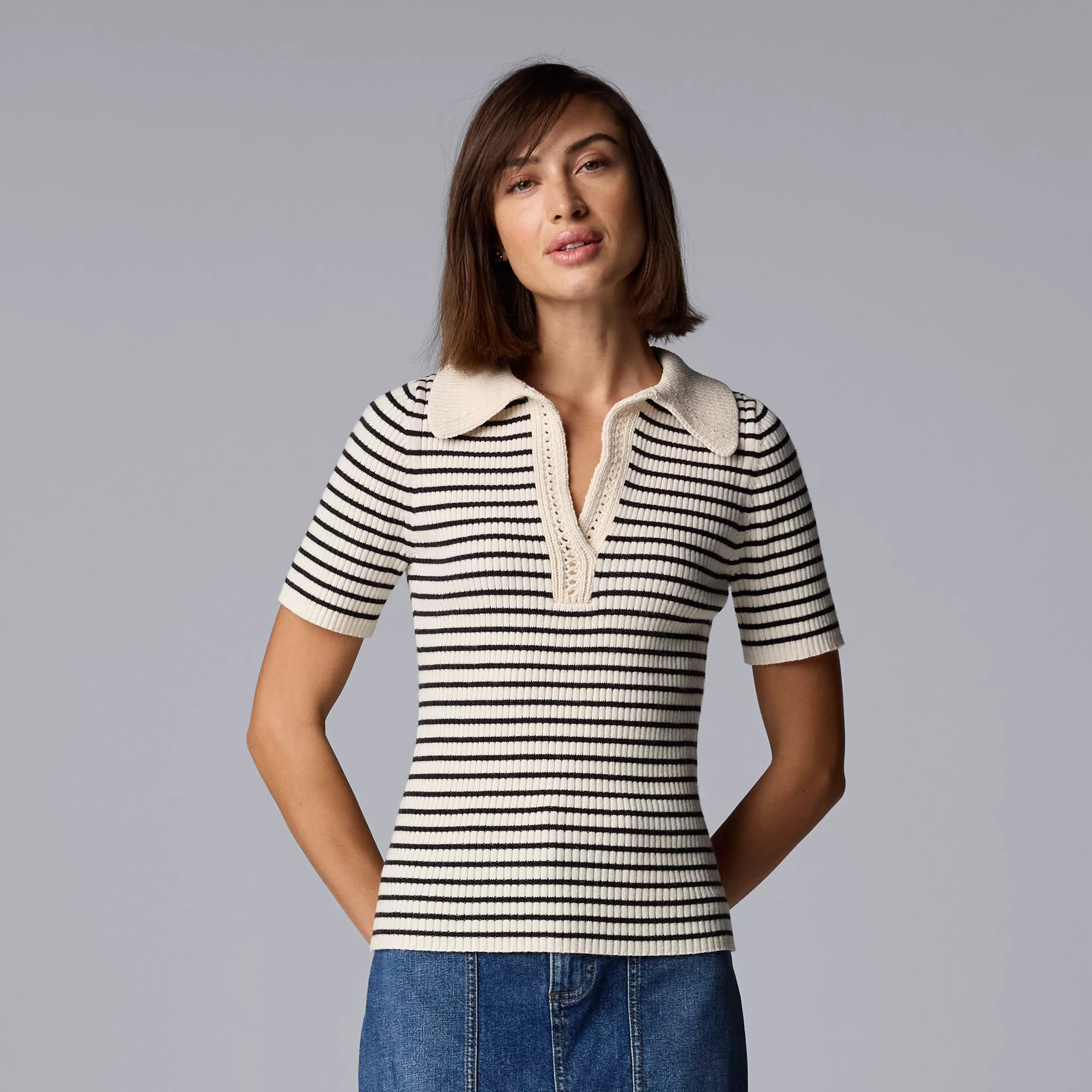 Women's Simply Vera Vera Wang Crochet Polo | Kohl's