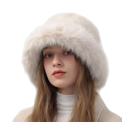 Peicees Winter Bucket Hat for Women Fur Russian Ushanka Ladies Fluffy Snow Hat Fuzzy Fisherman Ca... | Amazon (US)