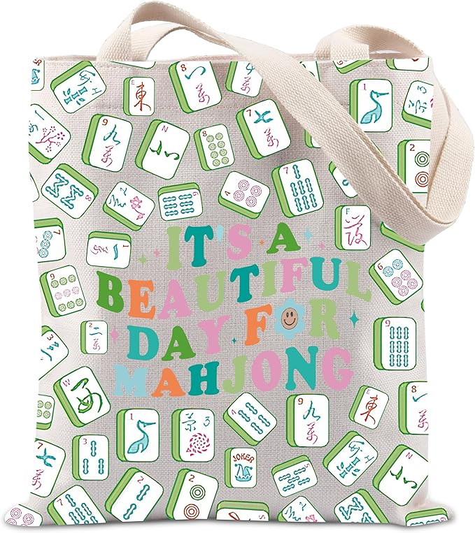 It’s A Beautiful Day For Mahjong Gift Mahjong Lover Gift Tiles Mahjong Game Player Charms Tote ... | Amazon (US)