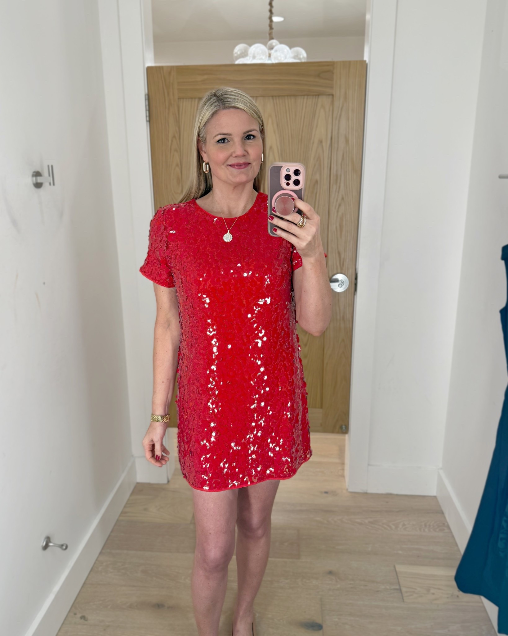 Red sequin mini dress! 50% off with free shipping. I’m wearing the small. Runs short- if you are tall, consider wearing tights under !

#LTKHoliday #LTKSeasonal #LTKSaleAlert