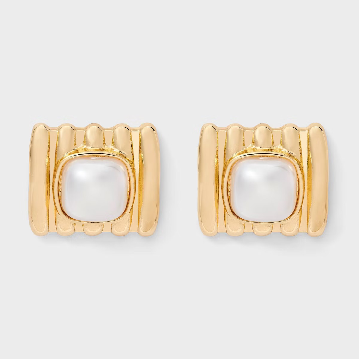 Ribbed Square Button Earrings - A New Day™ | Target