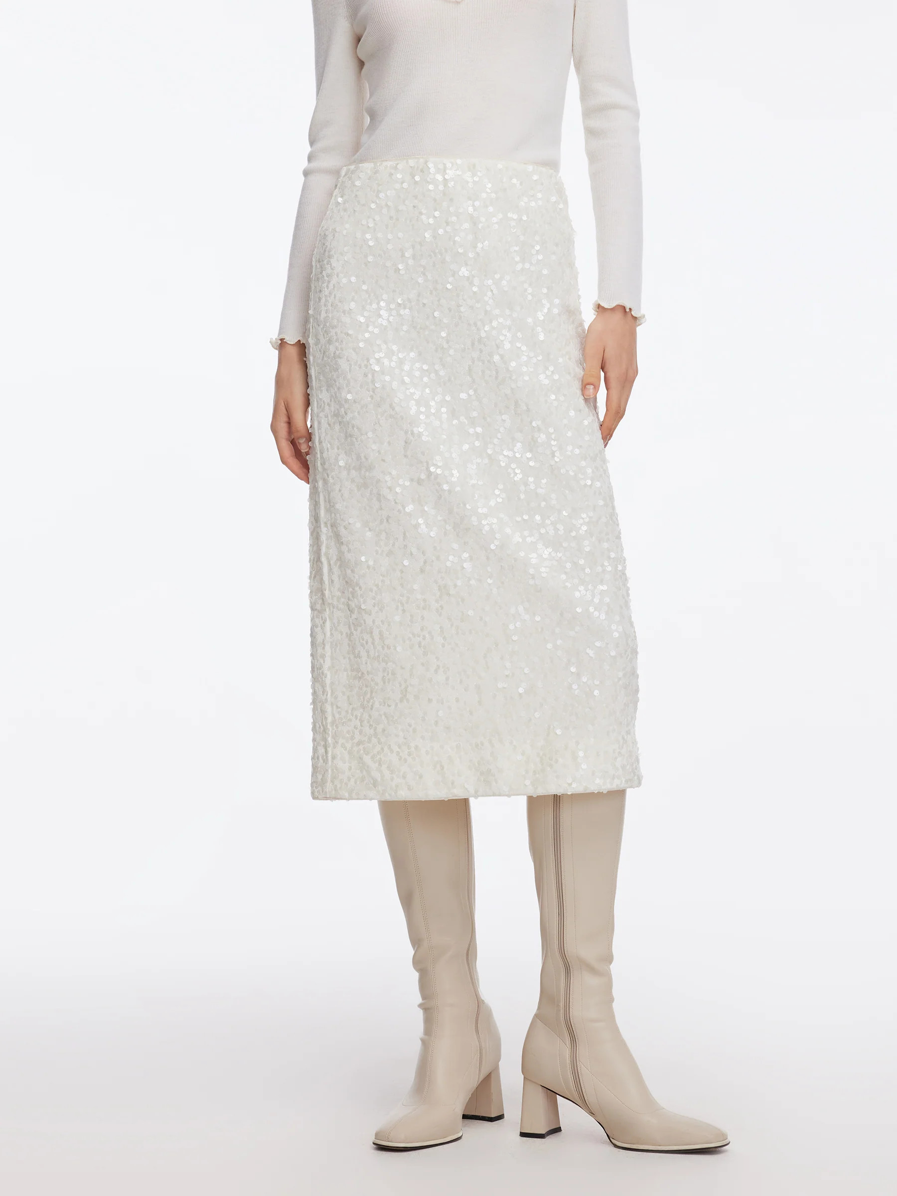 Velvet Sequins Women Pencil Skirt | GOELIA