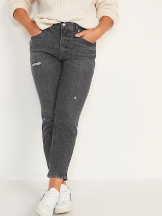 High-Waisted O.G. Straight Ripped Black Ankle Jeans for Women | Old Navy (US)