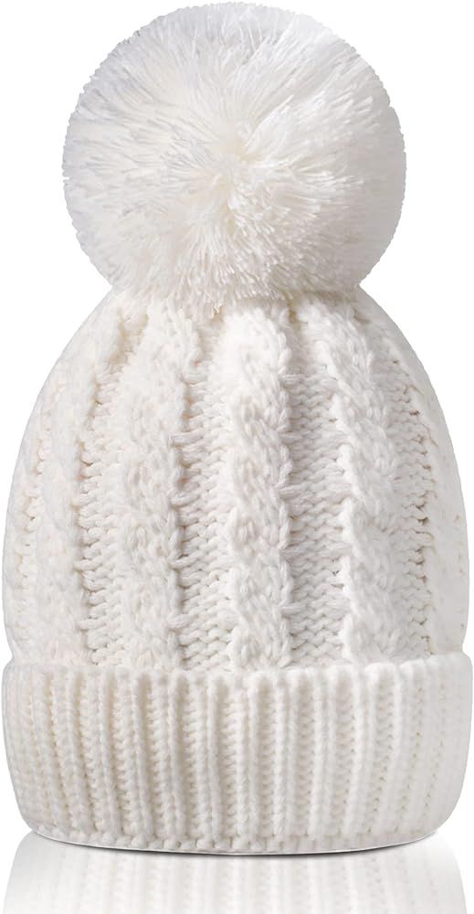 Women's Winter Beanie Warm Fleece Lining - Thick Slouchy Cable Knit Skull Hat Ski Cap | Amazon (US)