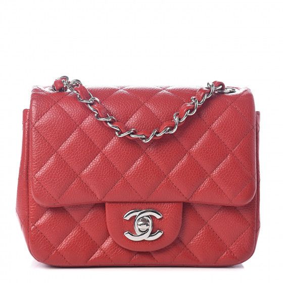 Caviar Quilted Mini Square Flap Red | Fashionphile