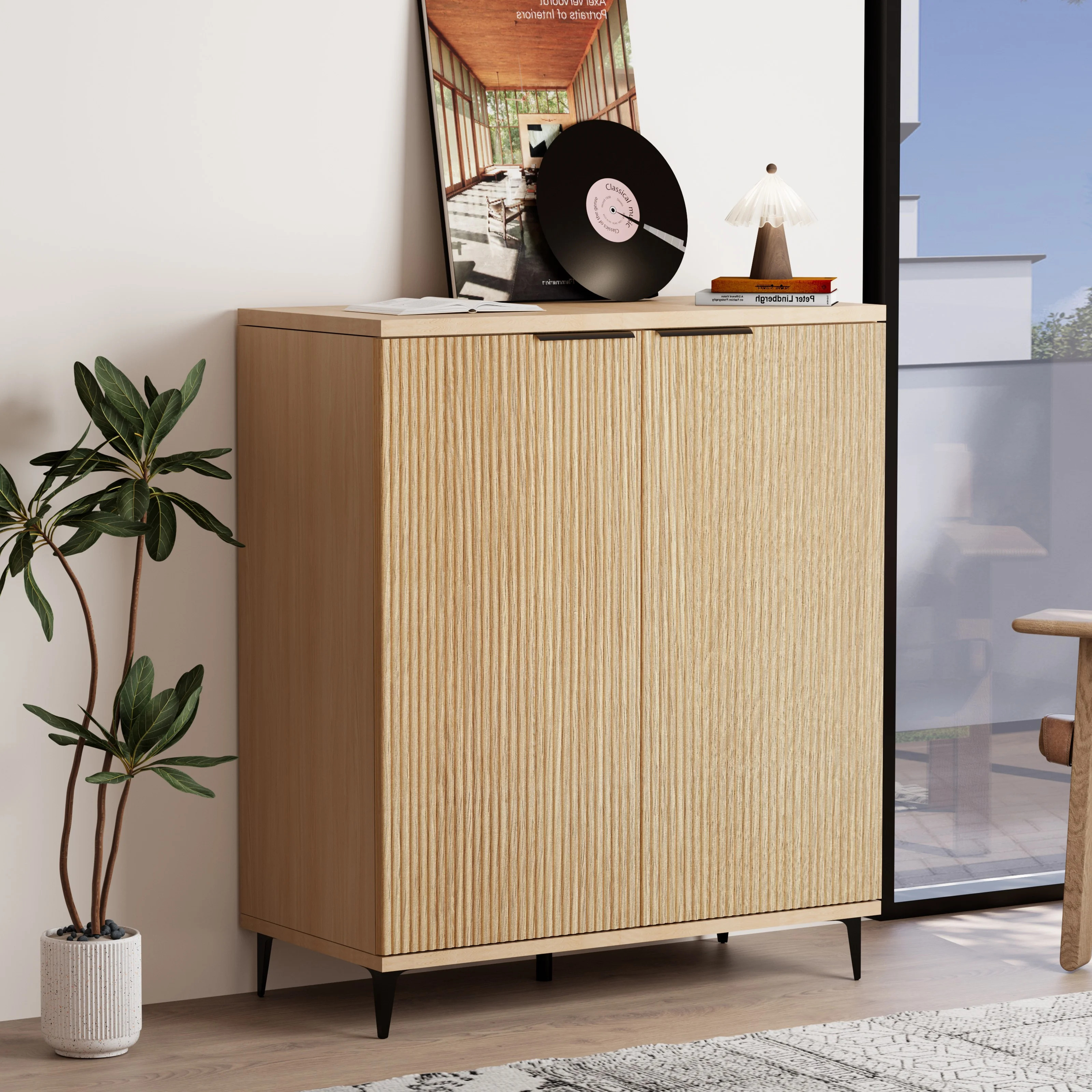 Chilihom Sideboard Cabinet Buffet Cabinet with Storage, Accent Cabinet Fluted Cabinet Coffee Bar ... | Walmart (US)
