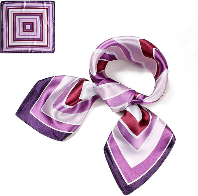 QBSM Womens 23.6 inch Satin Silk Feeling Formal Square Neck Scarf Head Hair Wraps Kerchief | Amazon (US)