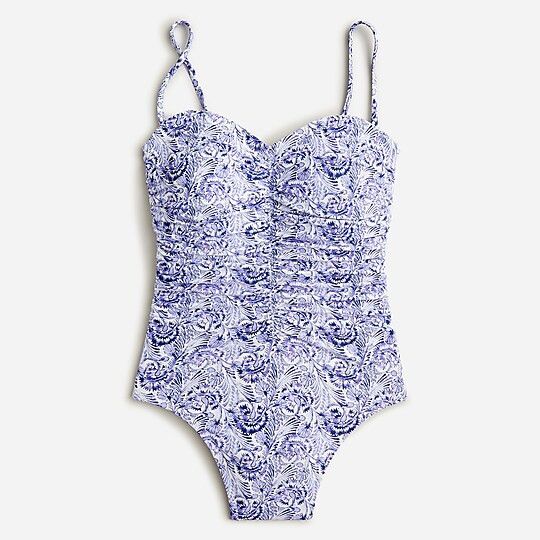Ruched sweetheart one-piece in dandelion swirl - One Piece Swimsuit | J.Crew US