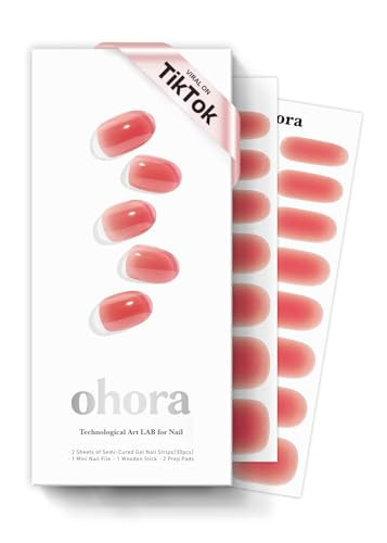 ohora Semi Cured Gel Nail Strips (N Peach Jelly) - Works with Any Nail Lamps, Salon-Quality, Long Lasting, Easy to Apply & Remove - Includes 2 Prep Pads, Nail File & Wooden Stick | Amazon (US)