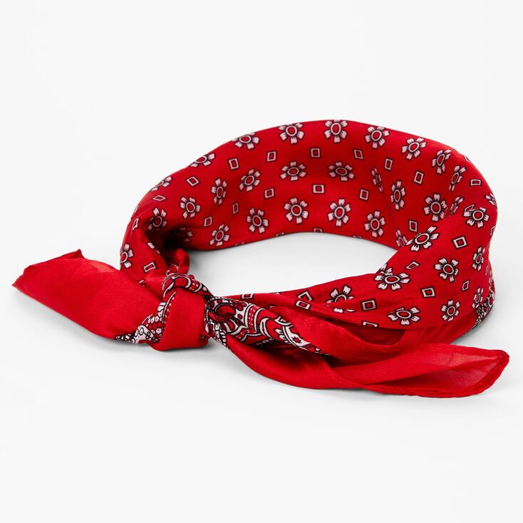 Floral Paisley Silky Bandana Headwrap - Red | Claire's (US)