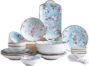 YFQHDD Ceramic Tableware Underglaze Snack Plate, Tableware Kitchen Utensil Set Tableware Set | Amazon (US)