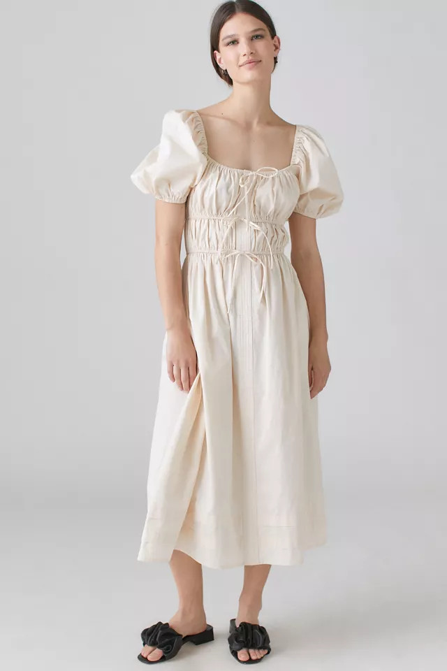 En Saison Sveta Puff Sleeve Midi Dress | Urban Outfitters (US and RoW)