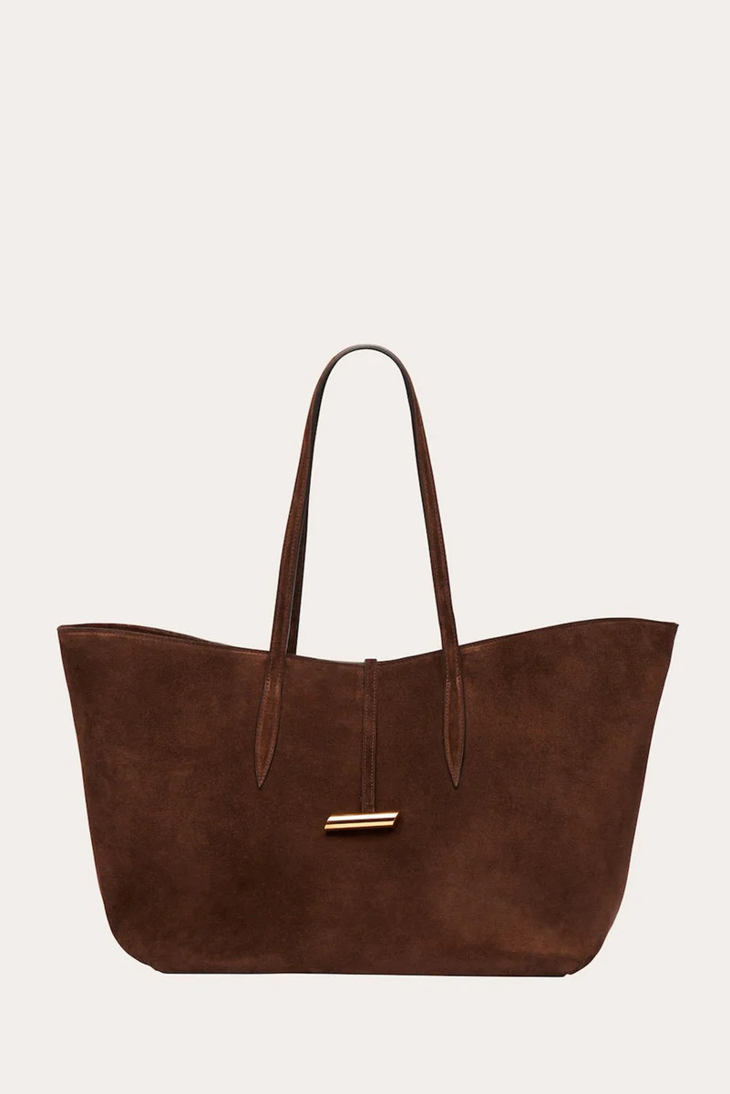 Penne Tote Dark Brown Suede | LITTLE LIFFNER