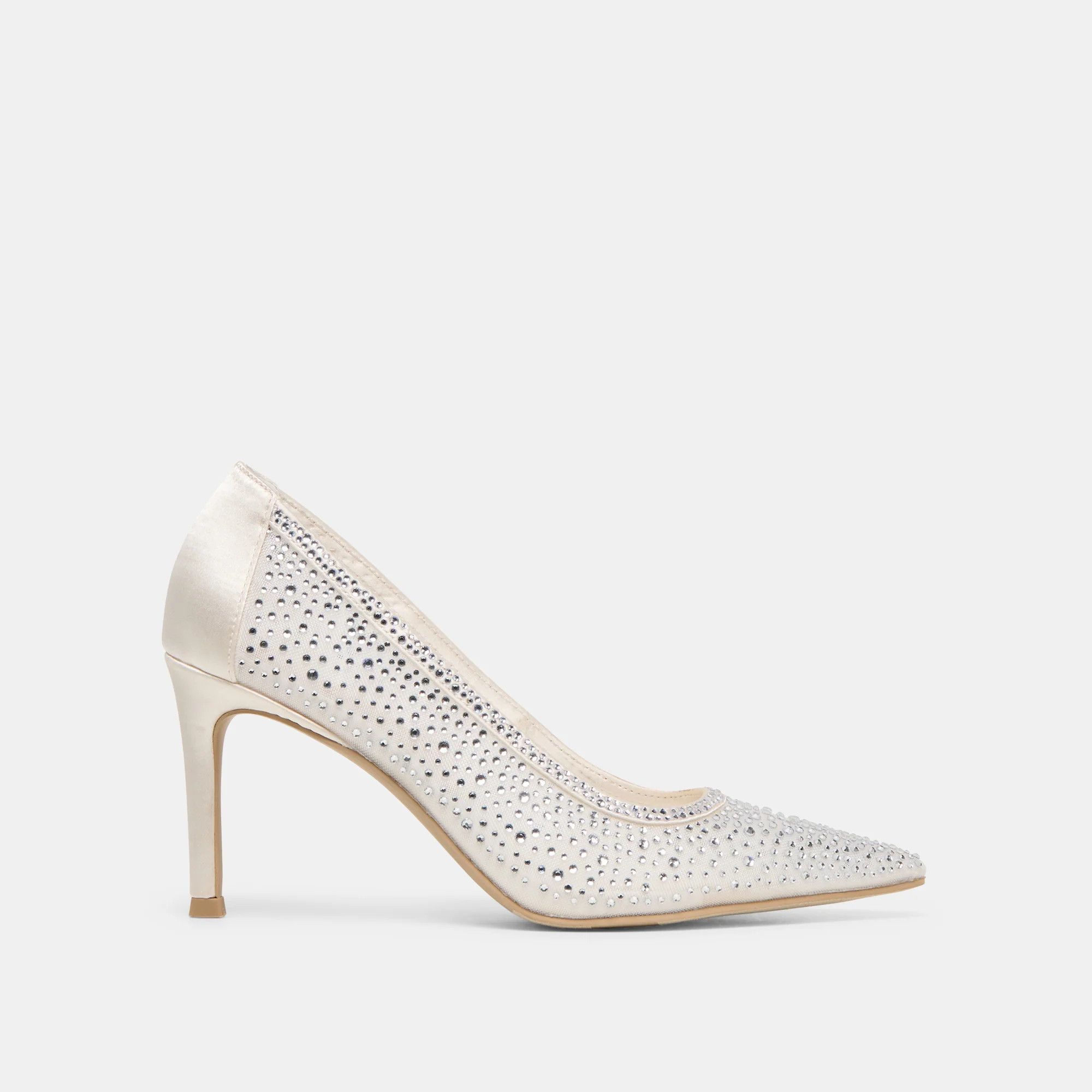 Kashe Crystal Heels White Mesh | DolceVita.com