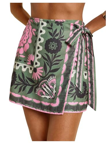 MakeMeChic Women's Summer Boho Wrap Mini Skirt Beach Vacation Short Skirts | Amazon (US)