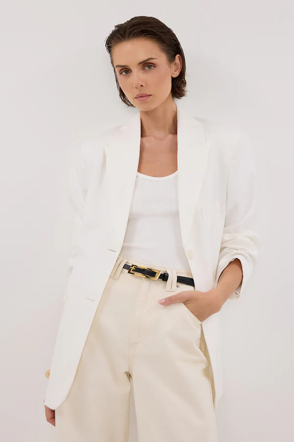 HARLEY WHITE OVERSIZED BOYFRIEND BLAZER | DISSH