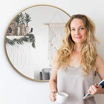 Gold Circle Wall Mirror 30 Inch Round Wall Mirror for Entryways, Washrooms, Living Rooms and More... | Amazon (US)