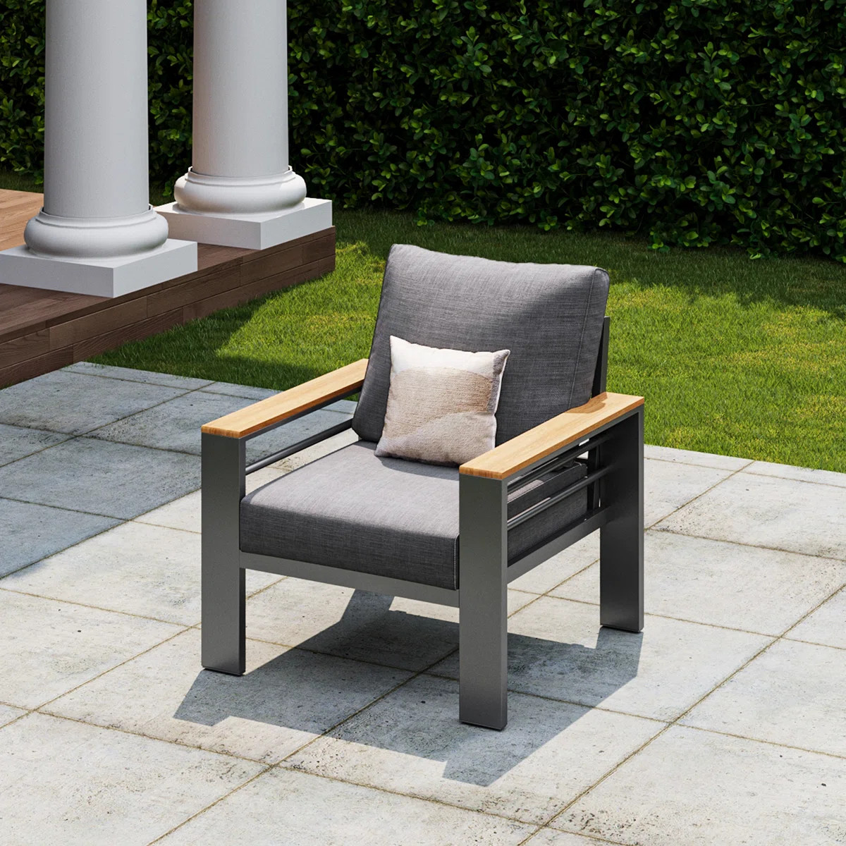 30.7'' Modern Outdoor 2-Piece Single Aluminum Chair Set | Wayfair North America