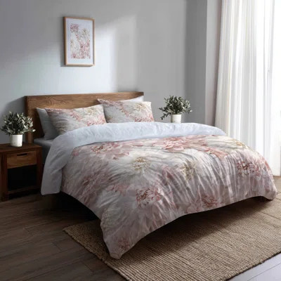 Floral Bedding Set - Country Farmhouse Chrysanthemum Soft Duvet Cover And Throw Pillow Set | Wayfair North America