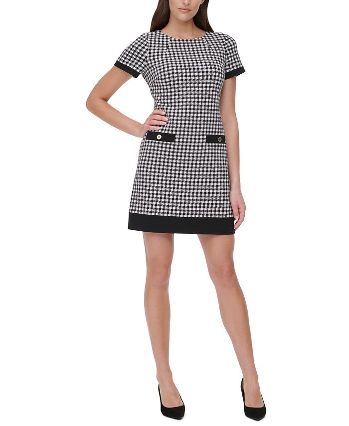 Tommy Hilfiger Houndstooth Shift Dress  & Reviews - Dresses - Women - Macy's | Macys (US)