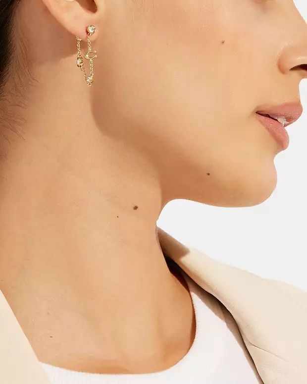 Signature Crystal Chain Earrings | Coach Outlet
