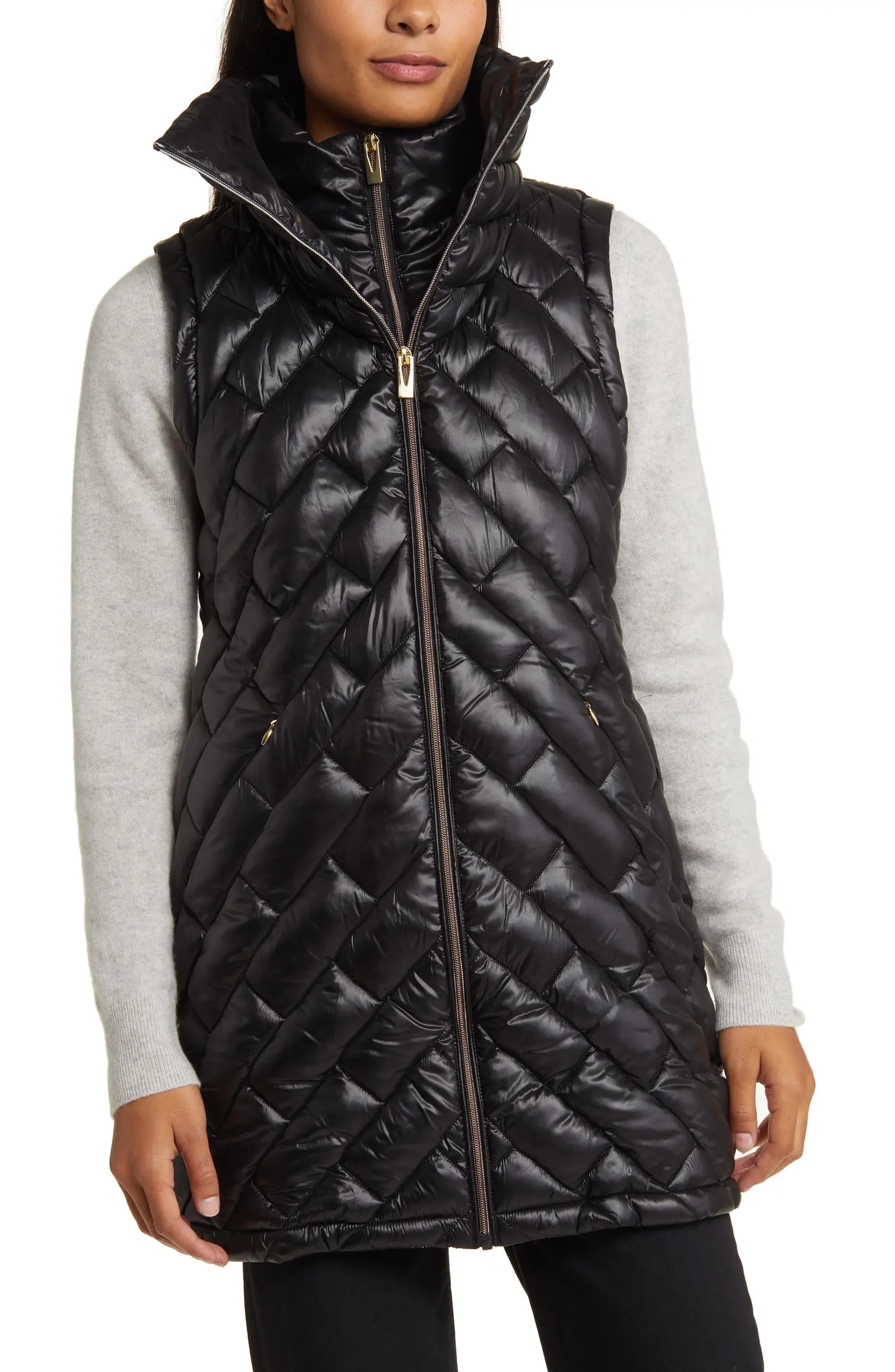 Via Spiga Quilted Puffer Vest with Bib | Nordstrom | Nordstrom