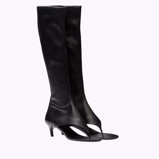 sexytag Women's Thong Sandals Open Toe Knee High Kitten Heels Sandal Boots | Amazon (US)