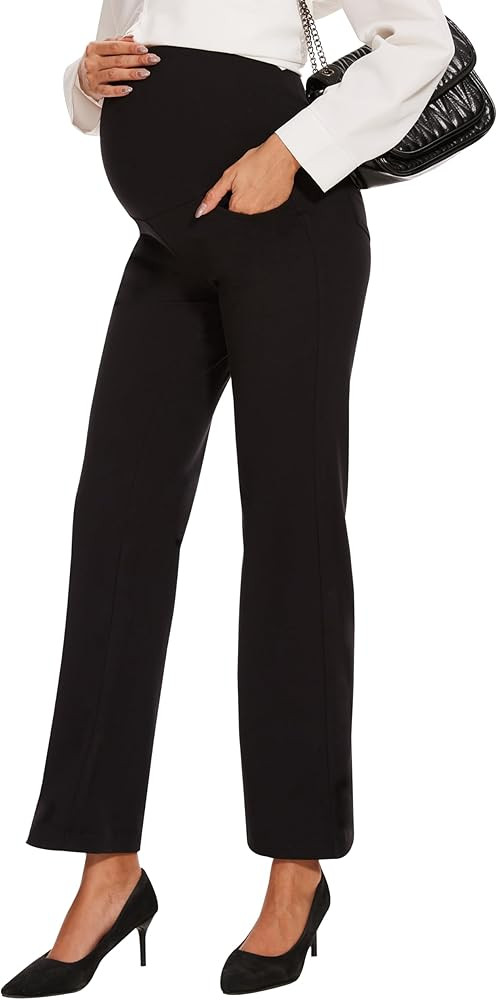 27"/29"/31" Flare Maternity Yoga Pants Over The Belly Pregnancy Bootcut Strethcy Leggings with Po... | Amazon (US)