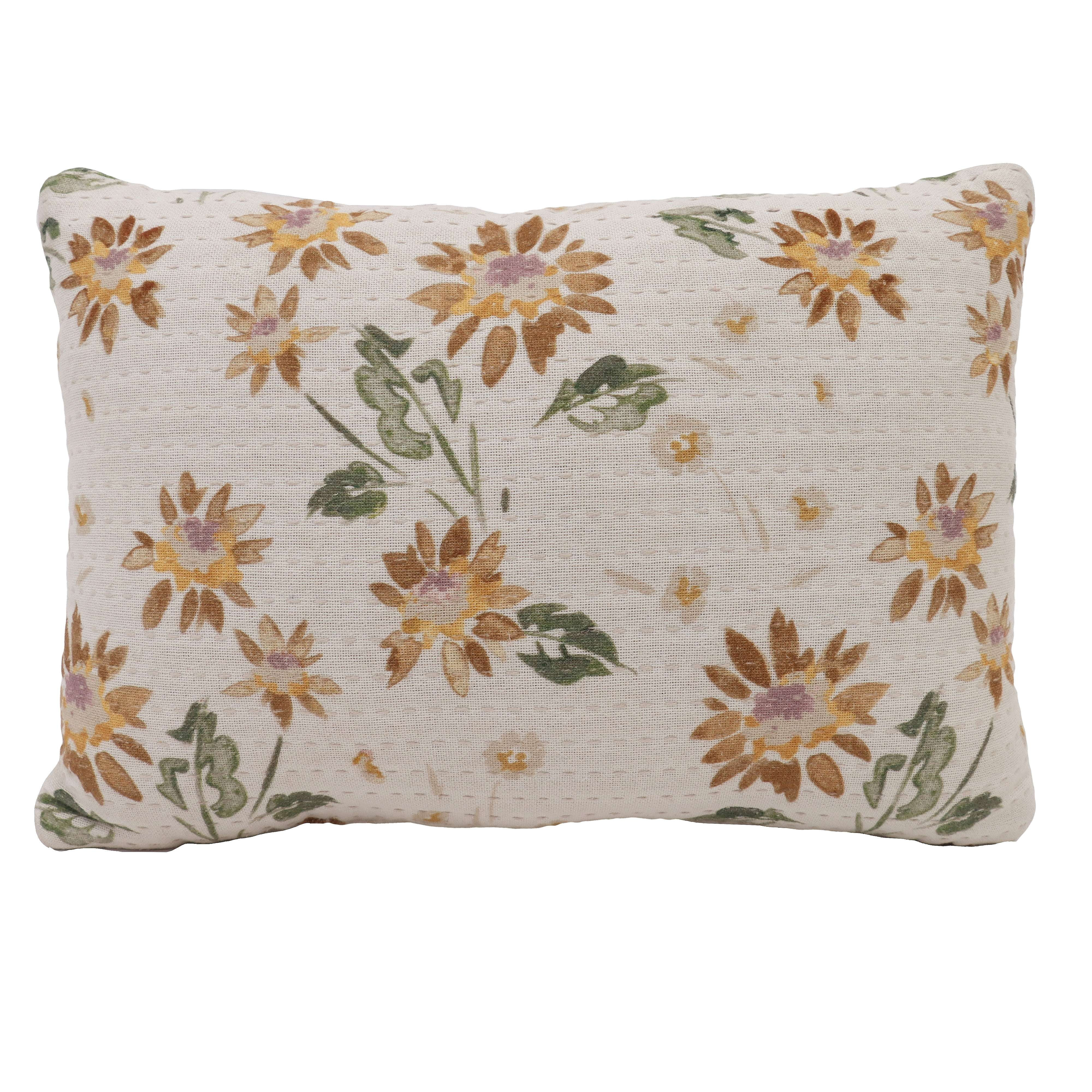 Mainstays Chambray Floral Decorative Throw Pillow with Sunflower Pattern | Walmart (US)
