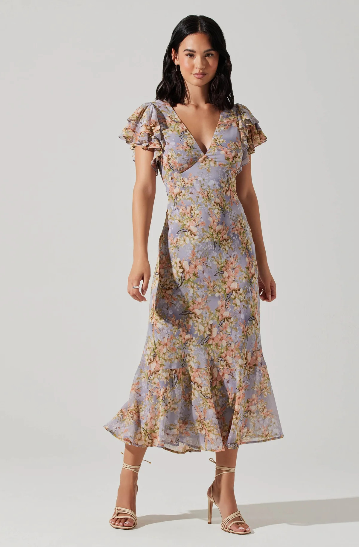 Celestine Floral Flutter Sleeve Midi Dress | ASTR The Label (US)