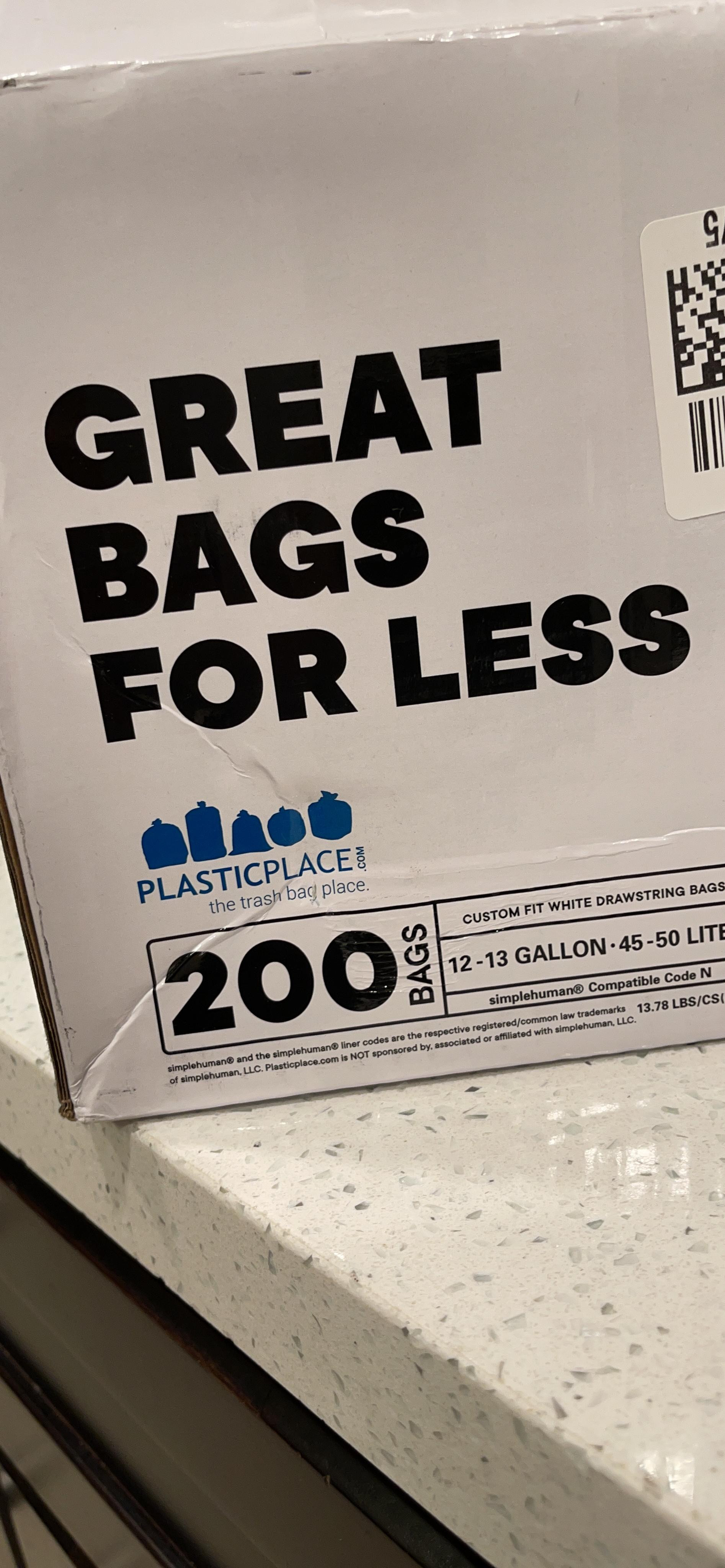 Plasticplace Custom Fit Trash Bags, Compatible with simplehuman Code N (50 Count) White Drawstrin... | Amazon (US)