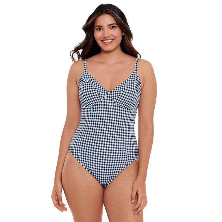 Time and Tru Women's and Plus Paneled Twist Back One-Piece Swimsuit | Walmart (US)