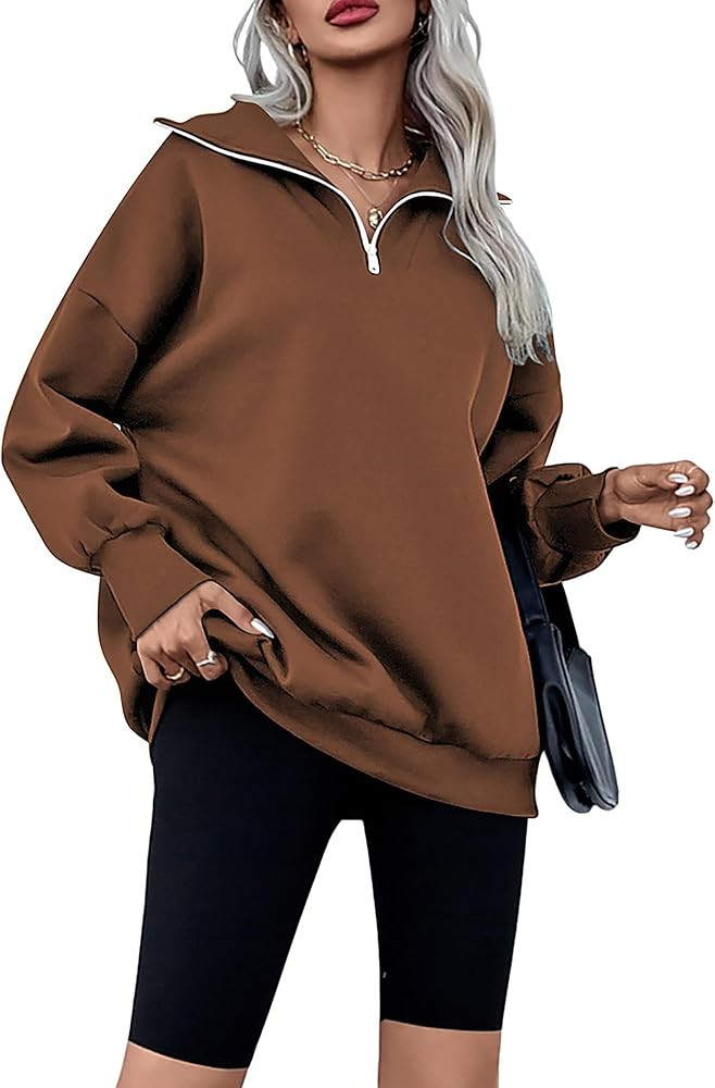 Zeagoo Women Casual Zip Up Hoodies Quarter Zip Stand Collar Pullovers Fleece Workout Hoodie Y2K C... | Amazon (US)