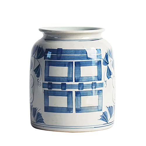 XIUWOUG Chinese Ginger Jar Chinoiserie Vase, Home Decorative Vintage Blue and White Porcelain Vase Ceramic Jar Vases, Traditional Chinese Style,Xi | Amazon (US)