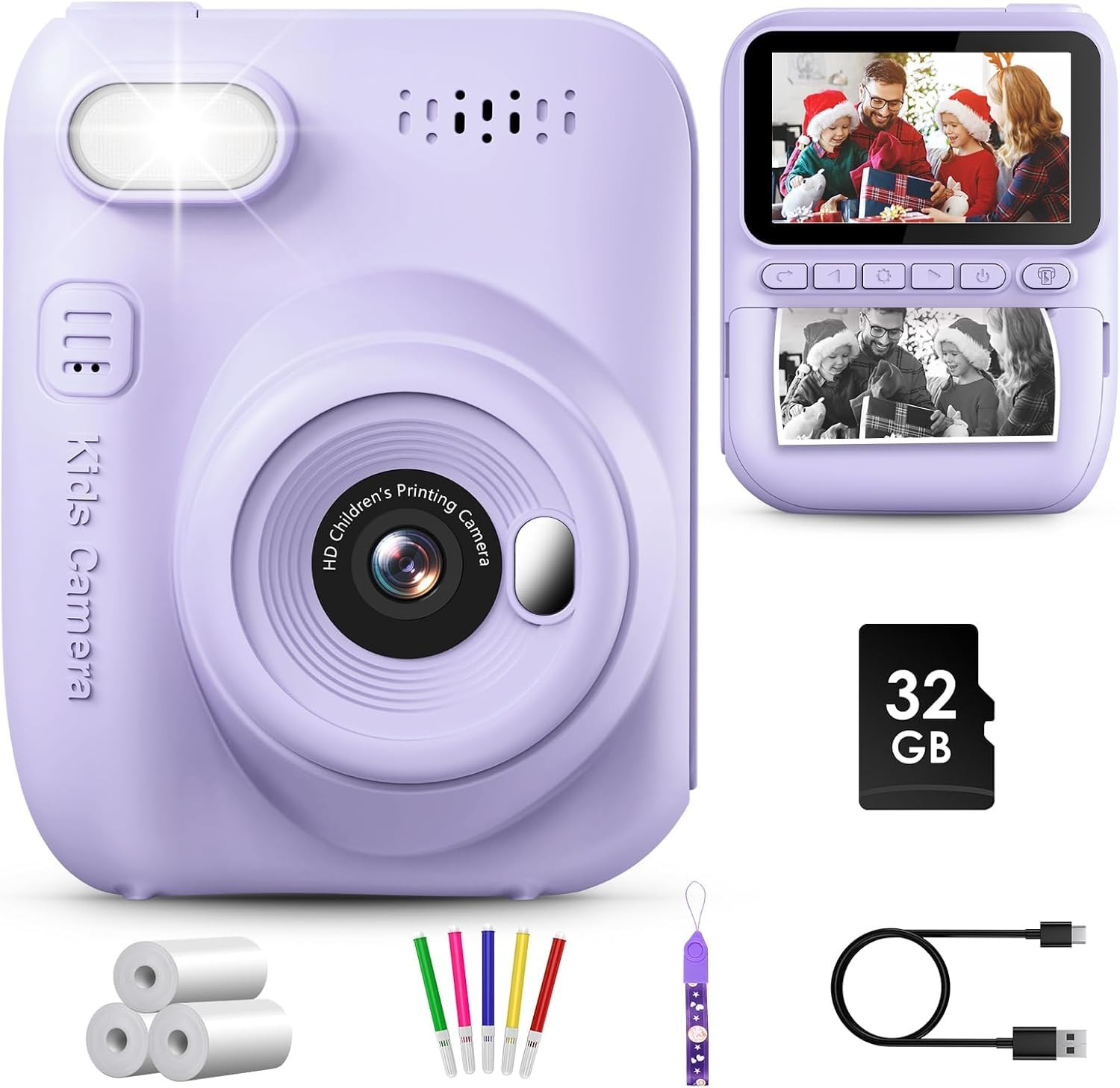 Kids Camera Instant Print, 3.0'' Large Screen Instant Camera for Kids with 32GB Card & 3 Rolls Pr... | Amazon (UK)