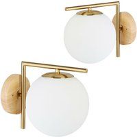 2x GLOBI Brass Wall Light, Metal, Glass Ball Shade, HxWxD: 23 x 20 x 28 cm, Modern, Design Lamp, Mat | ManoMano UK