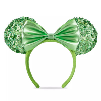 Disney Parks 2022 Minnie Sequined Ears Headband Kelly Green w/ Bow St. Patricks | eBay US