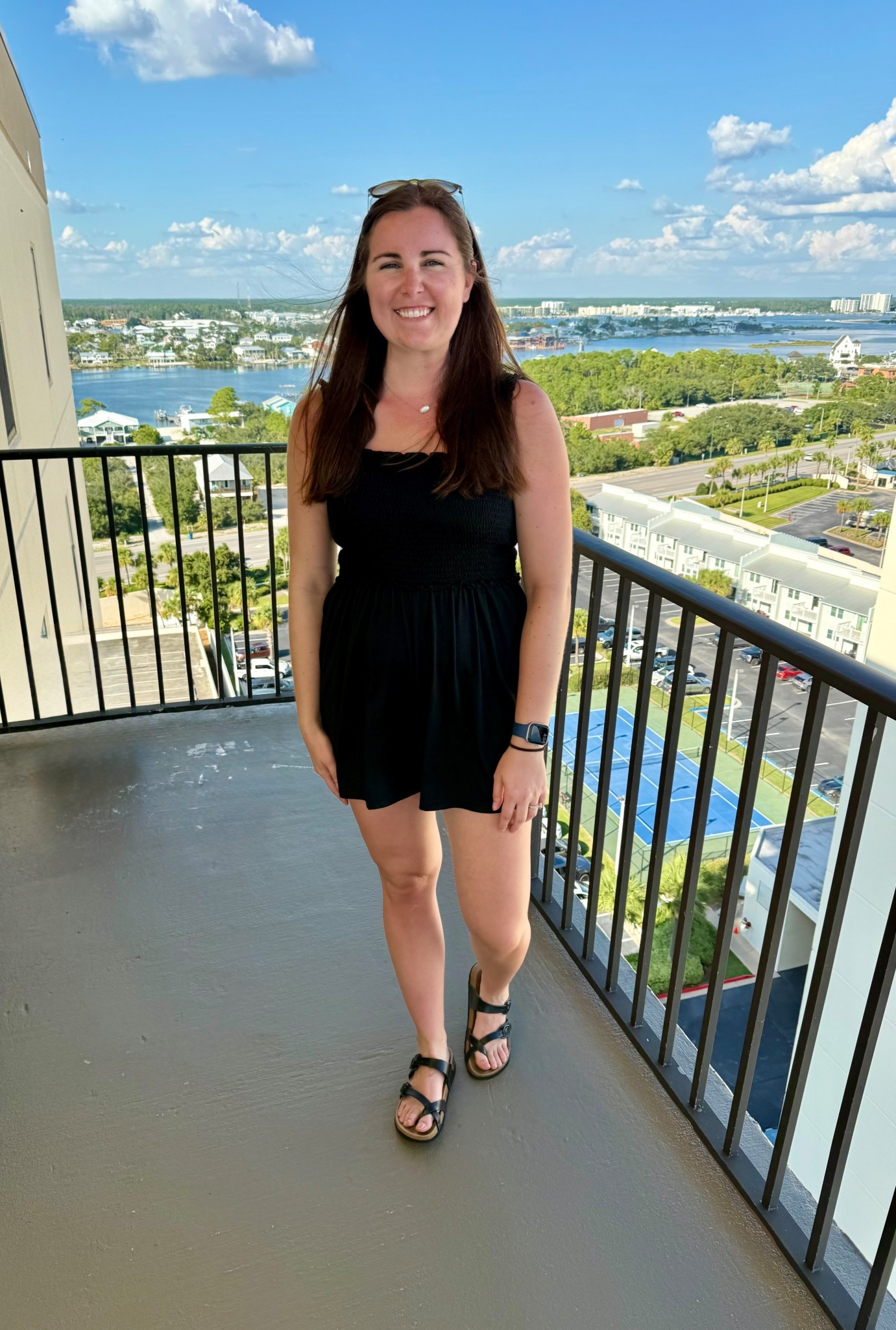 Beach outfit for a dolphin cruise ☀️🌊🐬

Beach day, beach vibes, sunglasses, Kenra Scott necklace, sandals, smocked romper