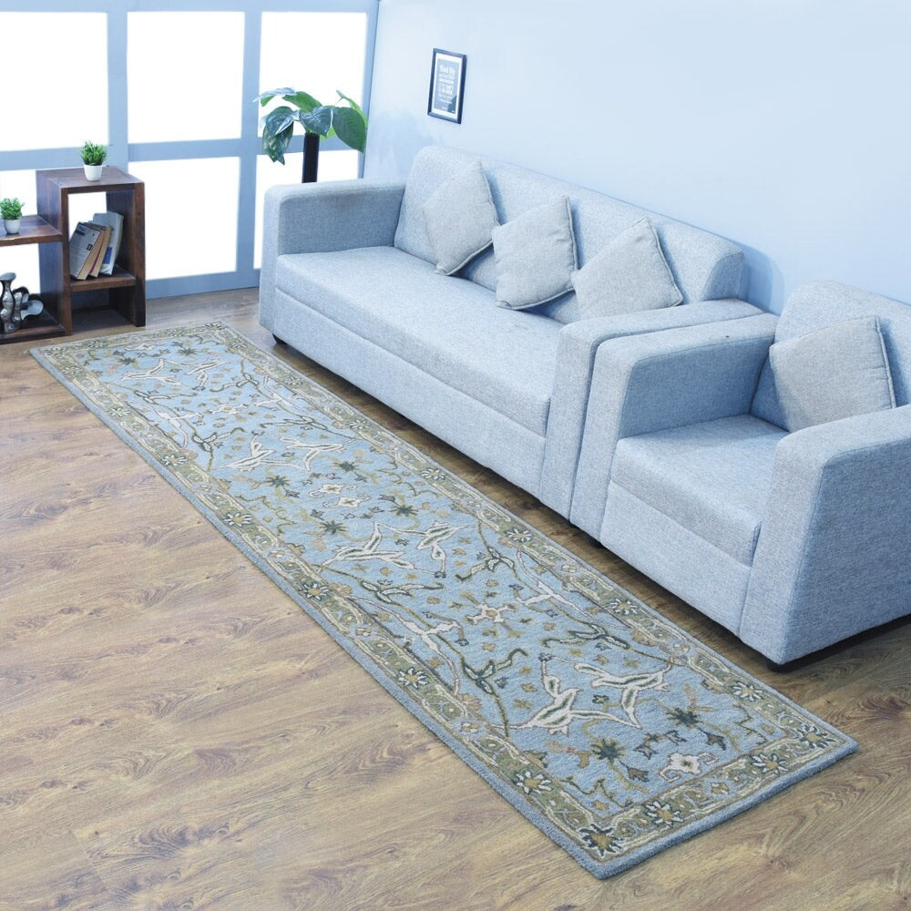 Hand Tufted Wool SquareArea Rug Oriental Blue Green K00503 | Bed Bath & Beyond
