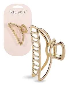 Kitsch Gold Metal Claw Clips - Large Claw Clips for Thick Hair, Gold Hair Clips for Girls, Metal ... | Amazon (US)