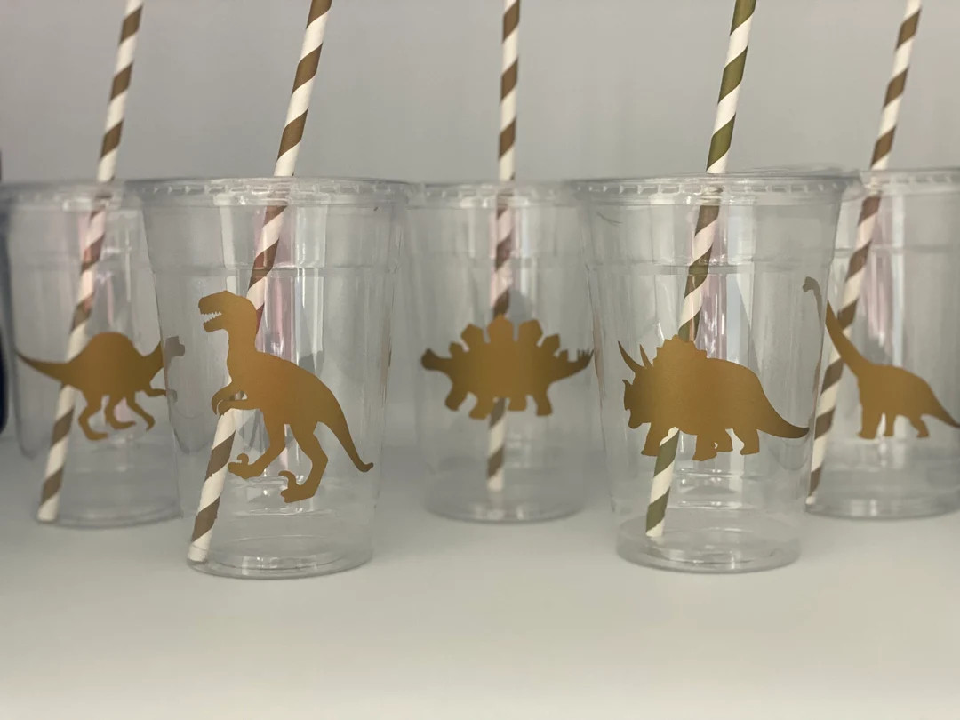Gold Dinosaur Party Cups, Dino Party, Gold Dinosaur Party, Dinosaur Birthday Party, Dinosaur Part... | Etsy (US)