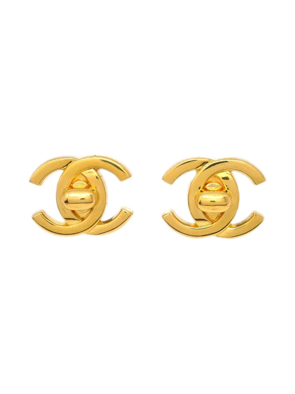 CHANEL Pre-Owned 1996 CC turnlock cllip-on earrings - Gold | Farfetch Global