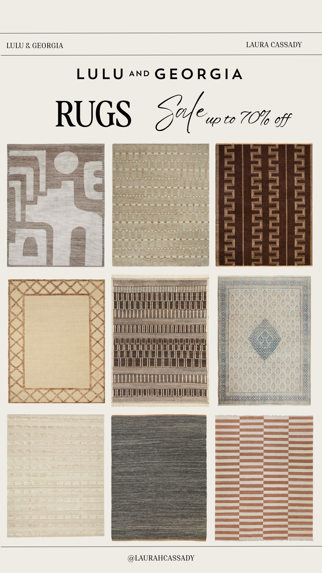 Lulu & Georgia rugs are up to 70% off 🤎✨ Such a rare sale on beautiful, high-quality area rugs — perfect for living rooms, bedrooms, nurseries, and entryways. If you’ve been waiting to upgrade your space, now is the time. 

 #LuluAndGeorgia #RugSale #HomeDecorDeals #AreaRugs #HomeRefresh #InteriorStyle #LivingRoomRugs #BedroomRugs #HomeFinds #LTKHome #LTKSale #InteriorInspo #HomeStyling #LTKHome #LTKSaleAlert #LTKTall