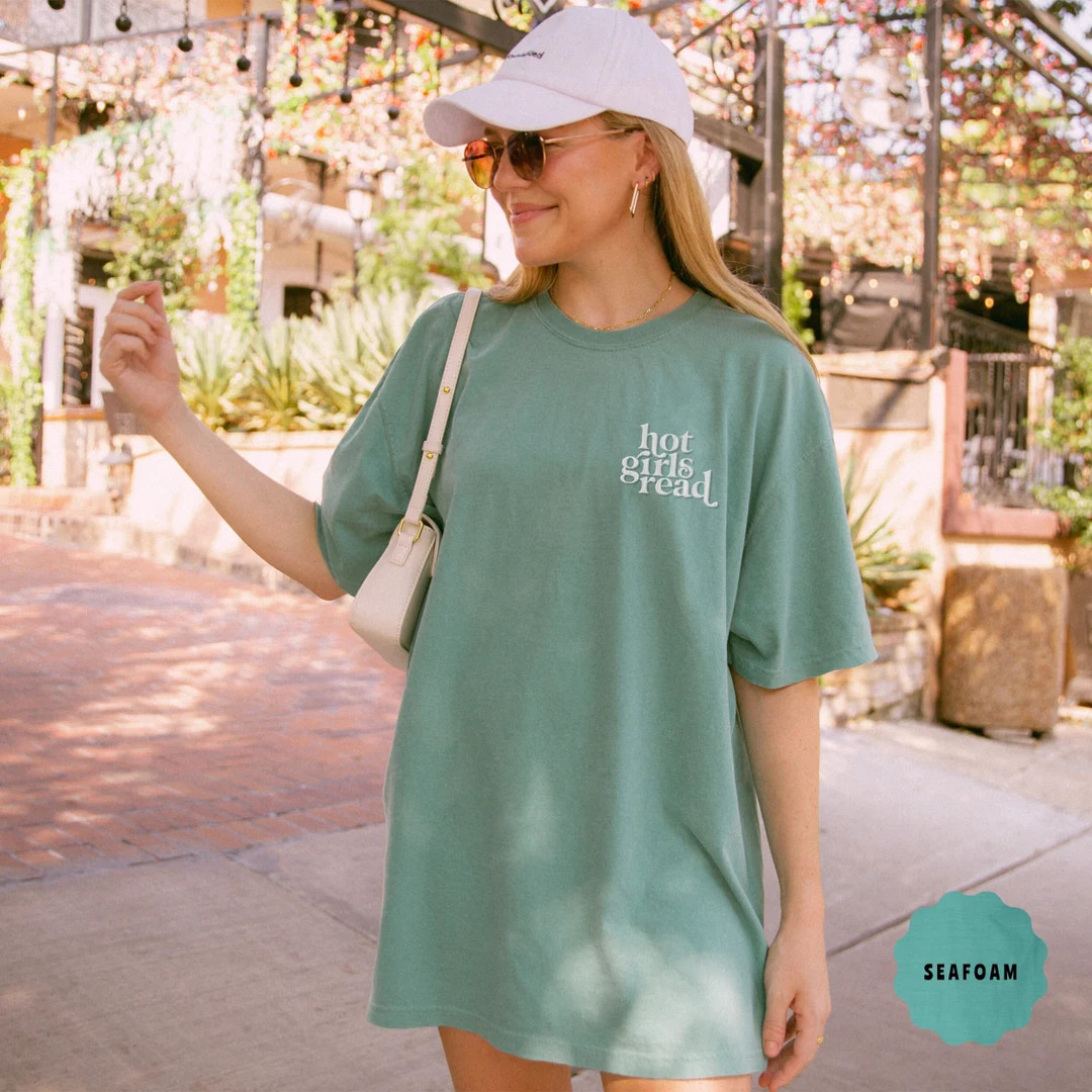 Embroidered Hot Girls Read Shirt, Reading Shirt, Embroidered Shirt, Book Merch, Bookish Shirt, Bo... | Etsy (US)