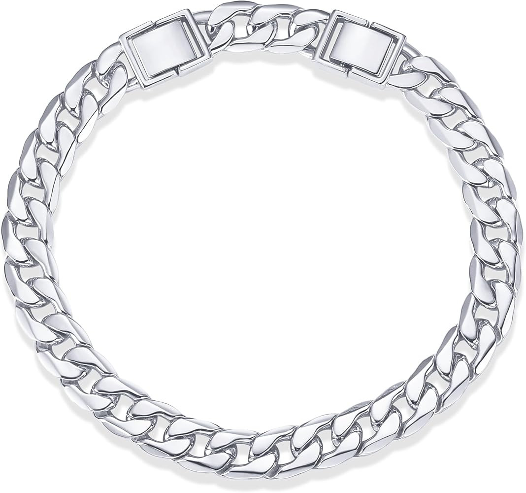 PAVOI 14K Gold Plated Chunky Curb Chain Anklet for Women, Flat Link Anklets | Amazon (US)