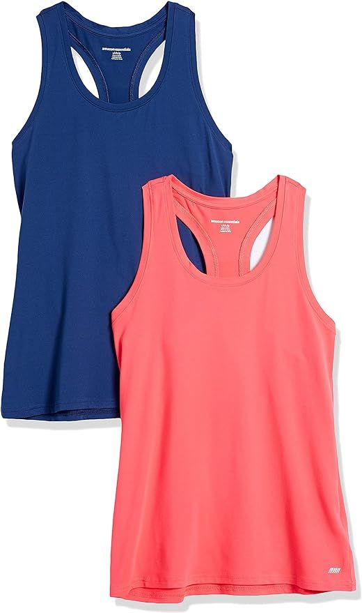 Amazon Essentials Women's Tech Stretch Racerback Tank Top (Available in Plus Size), Multipacks | Amazon (US)