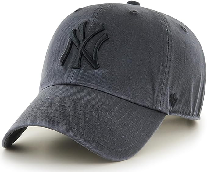 47 MLB Charcoal Team Color Primary Logo Clean Up Adjustable Hat Cap, Adult One Size - New York Ya... | Amazon (US)